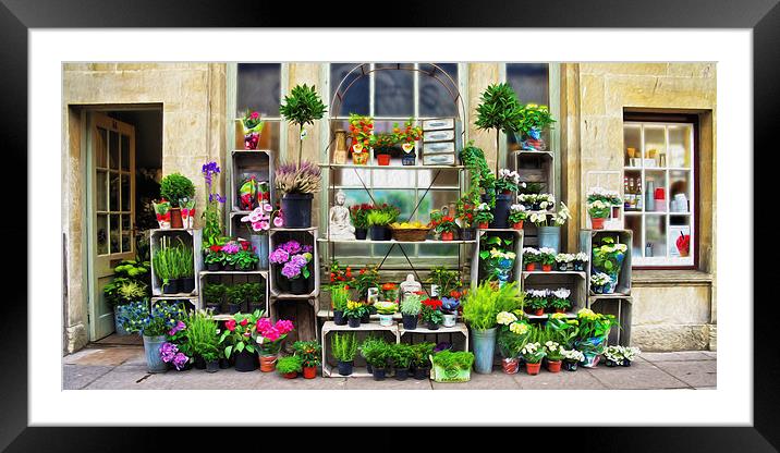 Bath Flower Shop in Oils Framed Mounted Print by Ray Nelson