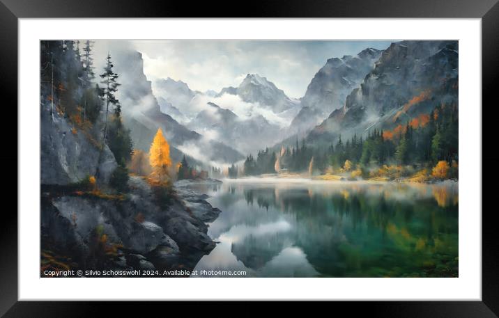 Mysterious mountain lake Framed Mounted Print by Silvio Schoisswohl