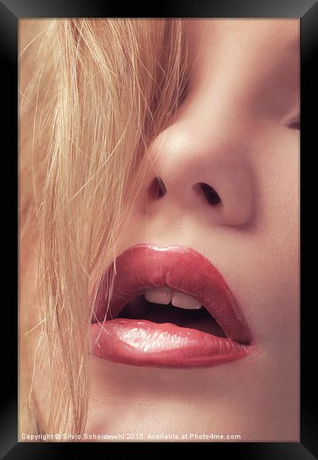 sensual lips Framed Print by Silvio Schoisswohl