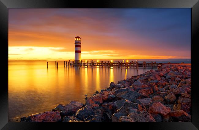 Lighthouse Podersdorf Framed Print by Silvio Schoisswohl