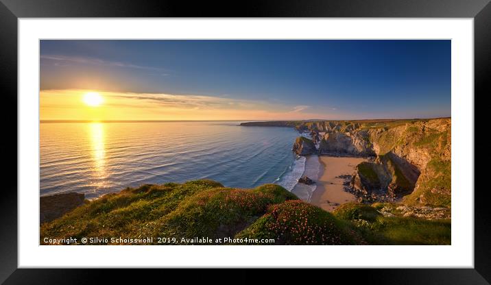 Bedruthan steps Framed Mounted Print by Silvio Schoisswohl