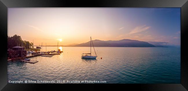 Morning atmosphere at the Attersee lake Framed Print by Silvio Schoisswohl
