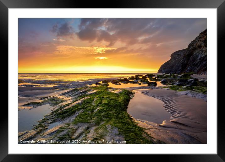 A Cornish beach Framed Mounted Print by Silvio Schoisswohl