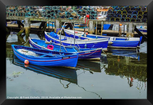 Four Tethered Boats, Whitby Framed Print by Frank Etchells
