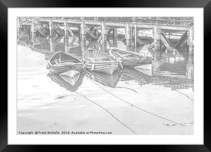Three Tethered Boats, Whitby. Framed Mounted Print by Frank Etchells