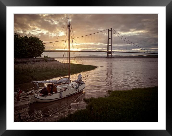 Majestic Humber Bridge Sunset Framed Mounted Print by P D