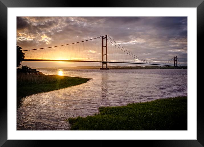 Majestic Sunset Over Humber Bridge Framed Mounted Print by P D