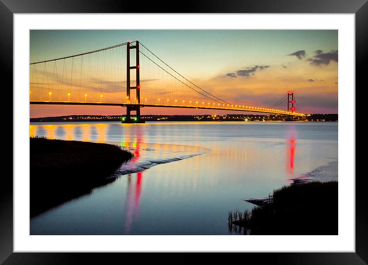 Majestic Sunset over Humber Bridge Framed Mounted Print by P D