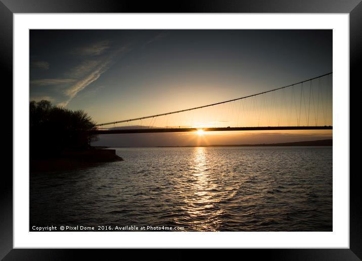 Golden Hour Splendor at Humber Bridge Framed Mounted Print by P D