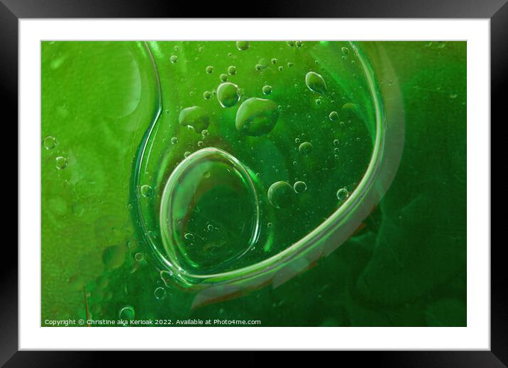 Pregnant Green Bubbles Framed Mounted Print by Christine Kerioak