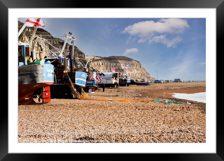 Fishing Trawlers at Hastings Framed Mounted Print by Christine Kerioak