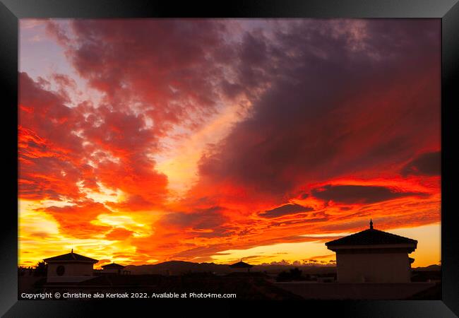Sky On Fire, Sunset Framed Print by Christine Kerioak