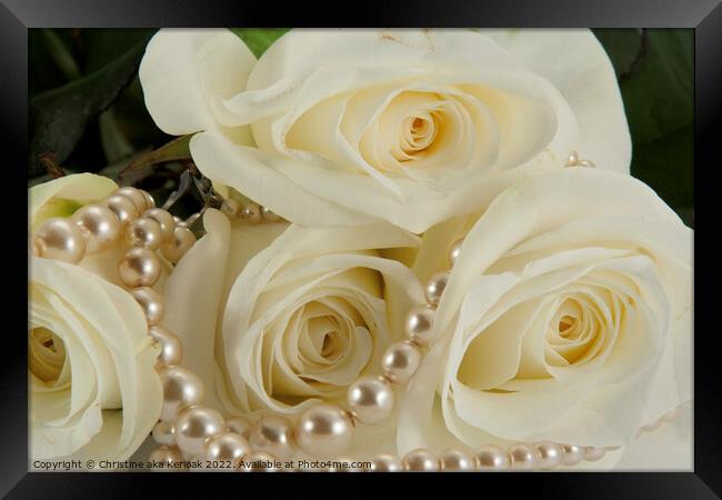 Roses and Pearls Framed Print by Christine Kerioak