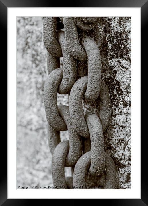 Large Chain Hanging from Wall monochrome Framed Mounted Print by Christine Kerioak