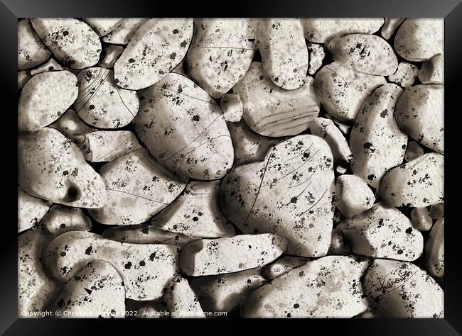 Black and White Stones - Painting Framed Print by Christine Kerioak