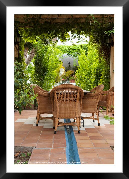 Outdoor Cane Seating Framed Mounted Print by Christine Kerioak