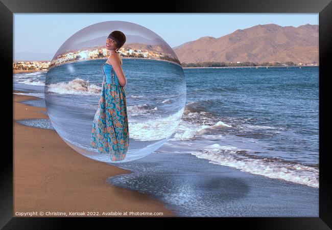 Girl in a Bubble Framed Print by Christine Kerioak