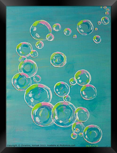 Bubbles in the Sky, original painting Framed Print by Christine Kerioak