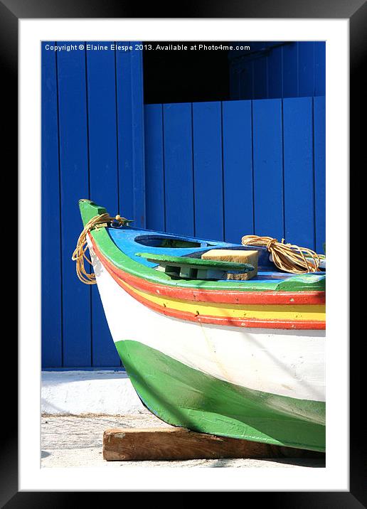 Greek Fishing Boat Framed Mounted Print by Elaine Elespe