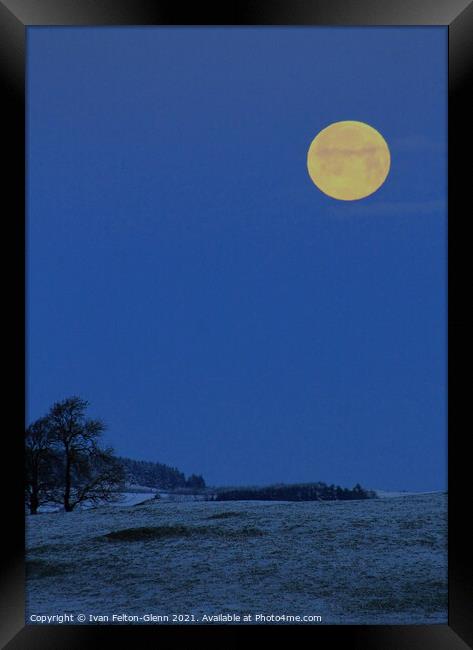 Snowy Moonlit landscape Scotland UK Framed Print by Ivan Felton-Glenn