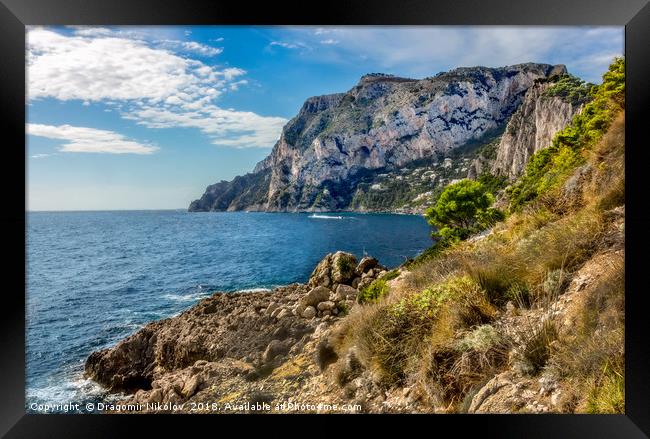 Capri island in a beautiful summer day in Italy Framed Print by Dragomir Nikolov