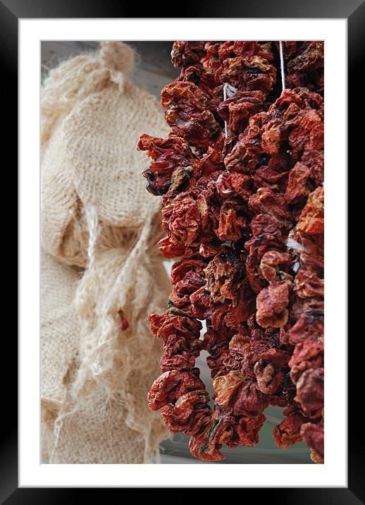 Dried fruits garland Framed Mounted Print by Gabriela Olteanu