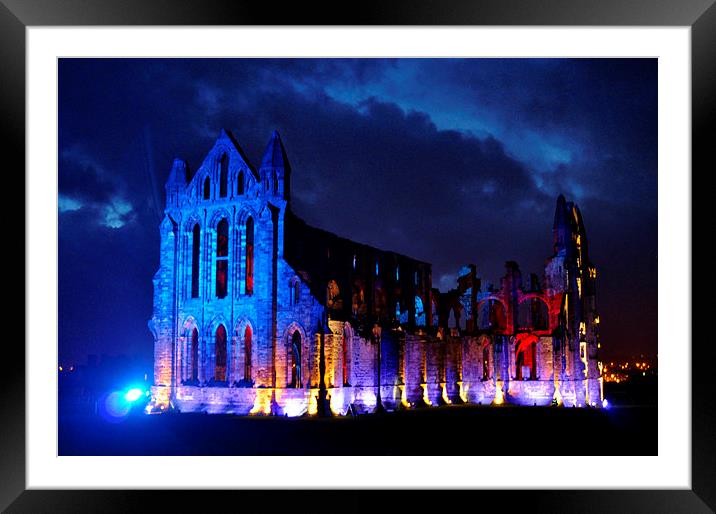 The Illuminated Whitby Abbey Framed Mounted Print by Gabriela Olteanu