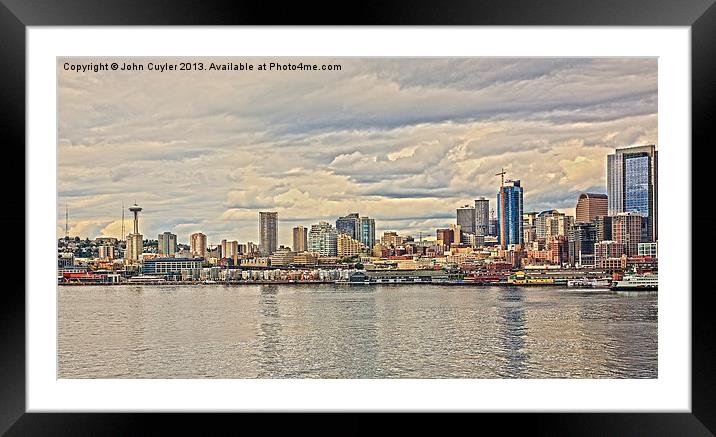 Seattle Harbor View Framed Mounted Print by John Cuyler