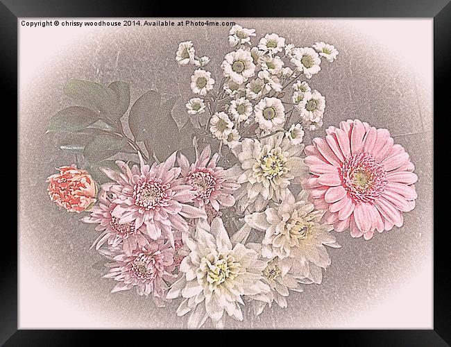 vintage mother`s day bouquet Framed Print by chrissy woodhouse