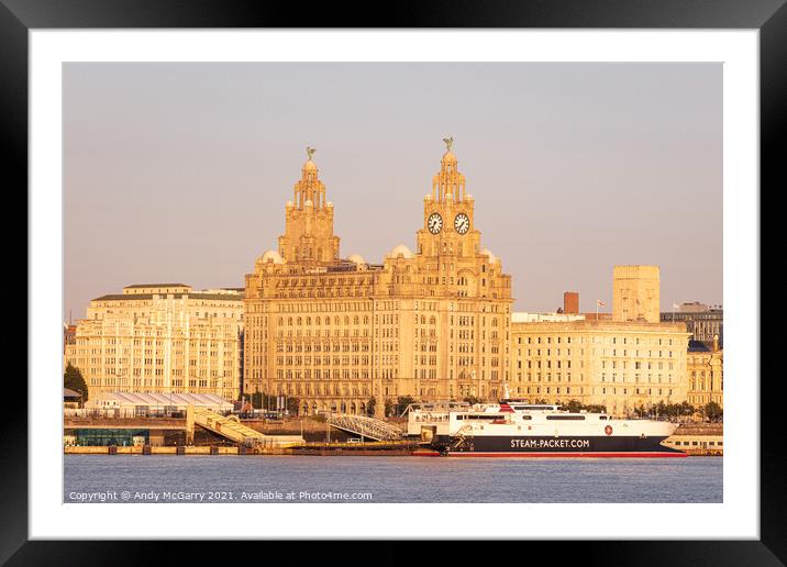 Liverpool Liver Building and Steam Packet Ferry Framed Mounted Print by Andy McGarry