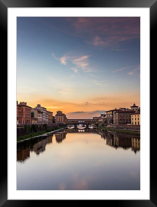 Florence - Ponte Vecchio  River Arno Framed Mounted Print by Andy McGarry