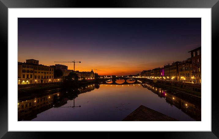 Florence - River Arno Sunset Framed Mounted Print by Andy McGarry