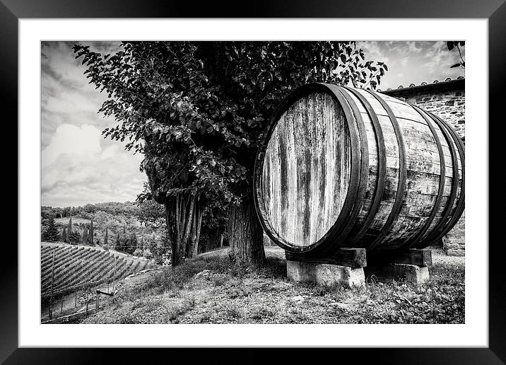 A Chianti Wine Barrel Framed Mounted Print by Andy McGarry