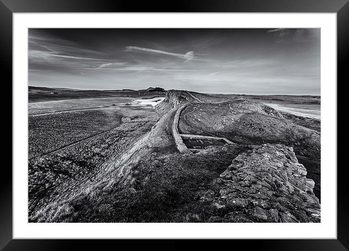  Hadrian's Wall in Black and White Framed Mounted Print by Andy McGarry