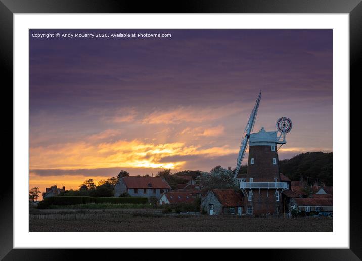Windmill sunset Norfolk Framed Mounted Print by Andy McGarry