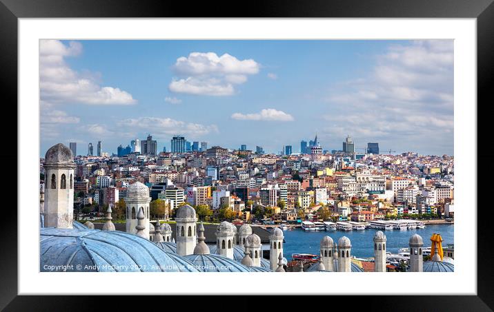 Istanbul Skyline Framed Mounted Print by Andy McGarry
