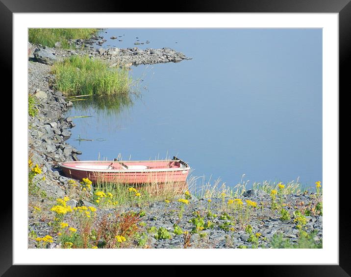 the little red boat Framed Mounted Print by taylor duffy