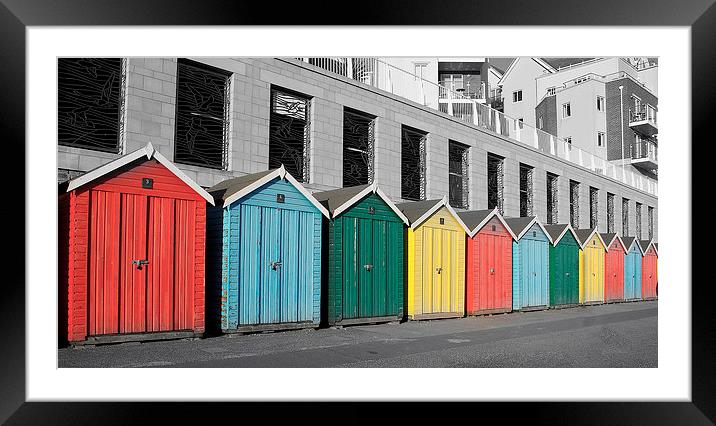Vibrant Beach Huts of Bournemouth Framed Mounted Print by Daniel Rose