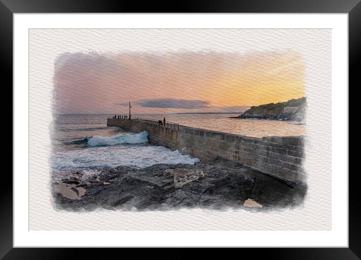 Porthleven Evening Framed Mounted Print by Malcolm McHugh