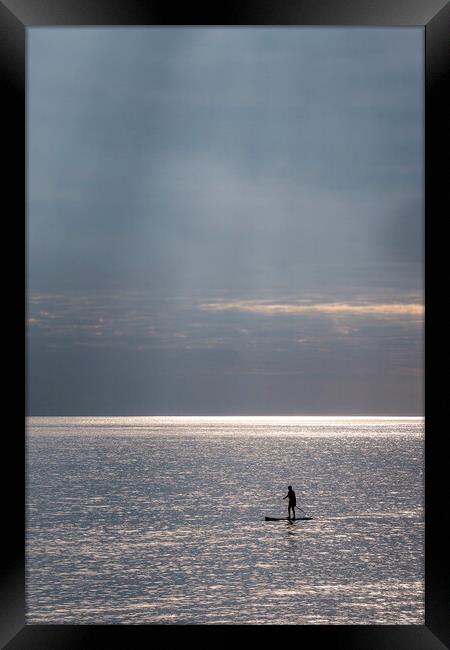 Paddleboarding Silhouette Framed Print by Malcolm McHugh