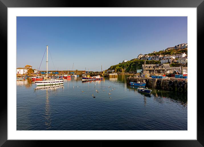 Day's End - Mevagissey Harbour Framed Mounted Print by Malcolm McHugh