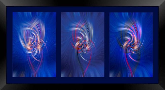 Blue Swirl Triptych Framed Print by Malcolm McHugh