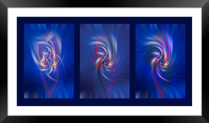 Blue Swirl Triptych Framed Mounted Print by Malcolm McHugh