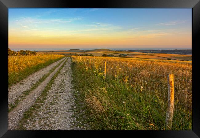 Last Light on the South Downs Way Framed Print by Malcolm McHugh