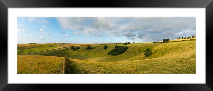 Looking South over Steyning Bowl Framed Mounted Print by Malcolm McHugh