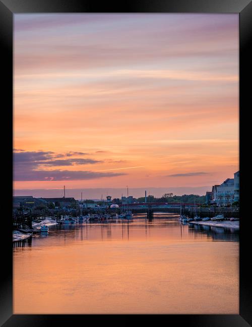 Sunset Reflections on the River Arun, Littlehampto Framed Print by Malcolm McHugh