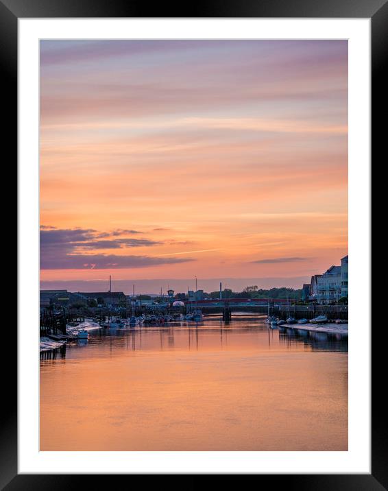 Sunset Reflections on the River Arun, Littlehampto Framed Mounted Print by Malcolm McHugh