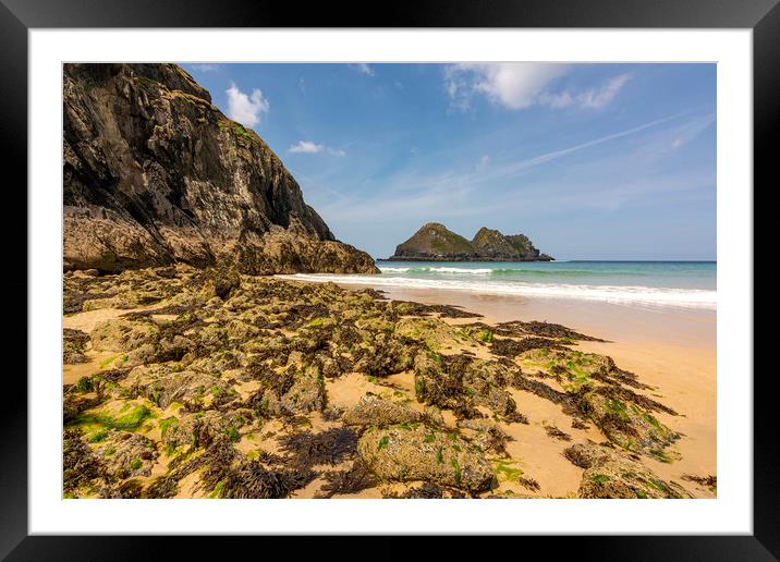 Penhale Point - Holywell Bay, Cornwall, UK. Framed Mounted Print by Malcolm McHugh