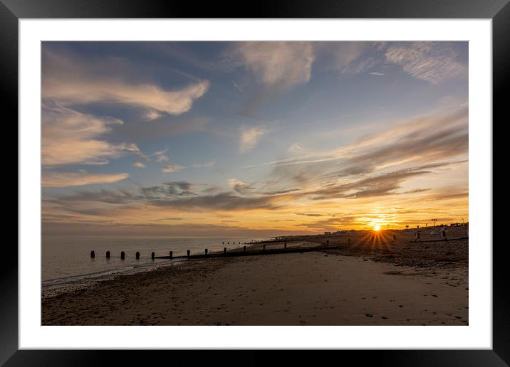 Majestic Sunset over Worthing Beach Framed Mounted Print by Malcolm McHugh