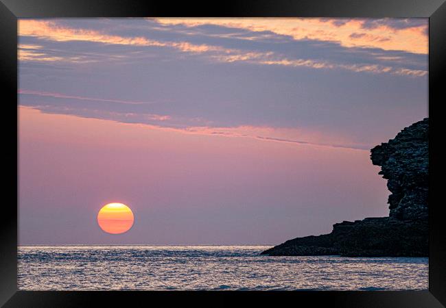 Tranquil Summer Sunset at Portreath Framed Print by Malcolm McHugh